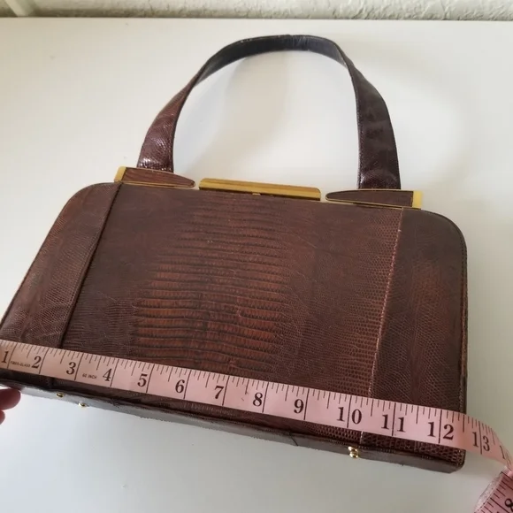 VintageLizard Leather Top Handle Bag
